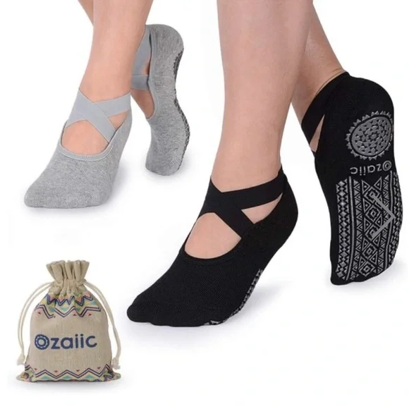 Women's yoga socks - Black and Gray - Picture 1 of 1